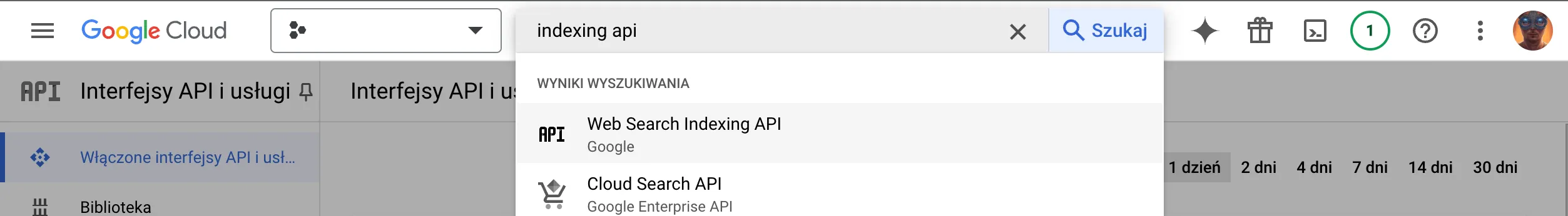 Szukaj Indexing API