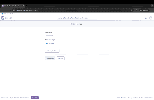 Heroku create app